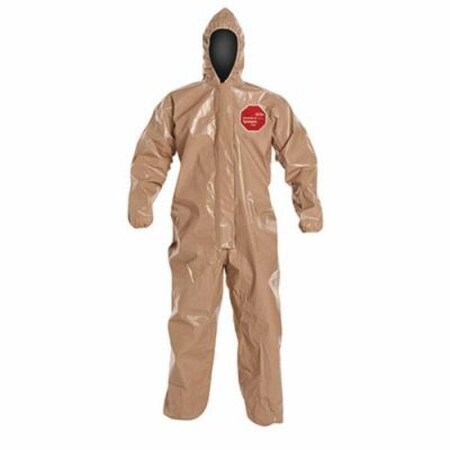 Standard Coverall With Attached Hood,, 4XL, Tan, 18 Mil Tychem 5000, 6PK